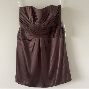 David’s bridal truffle charmeuse strapless bridesmaid’s dress